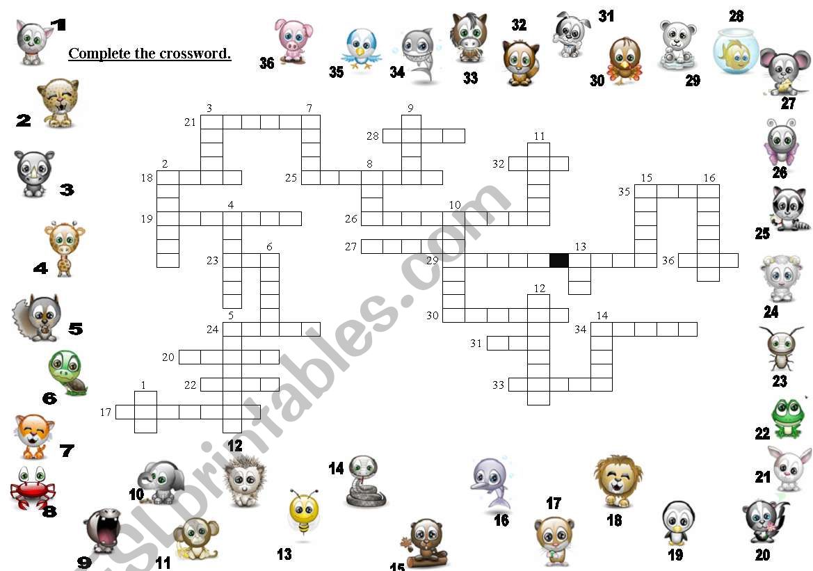 complete the crossword worksheet