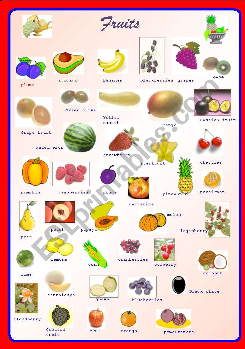 41 Fruits Pictionary**fully editable