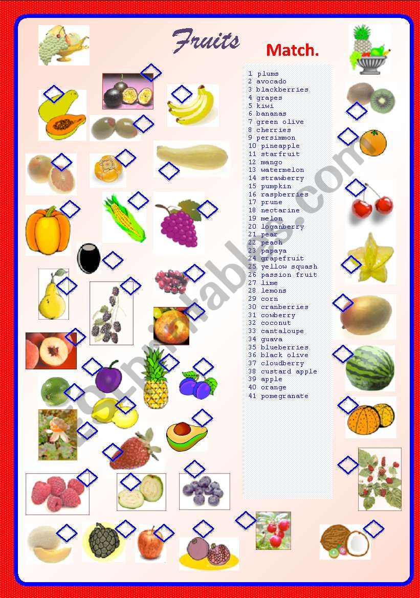 Fruits - Matching activity**fully editable.