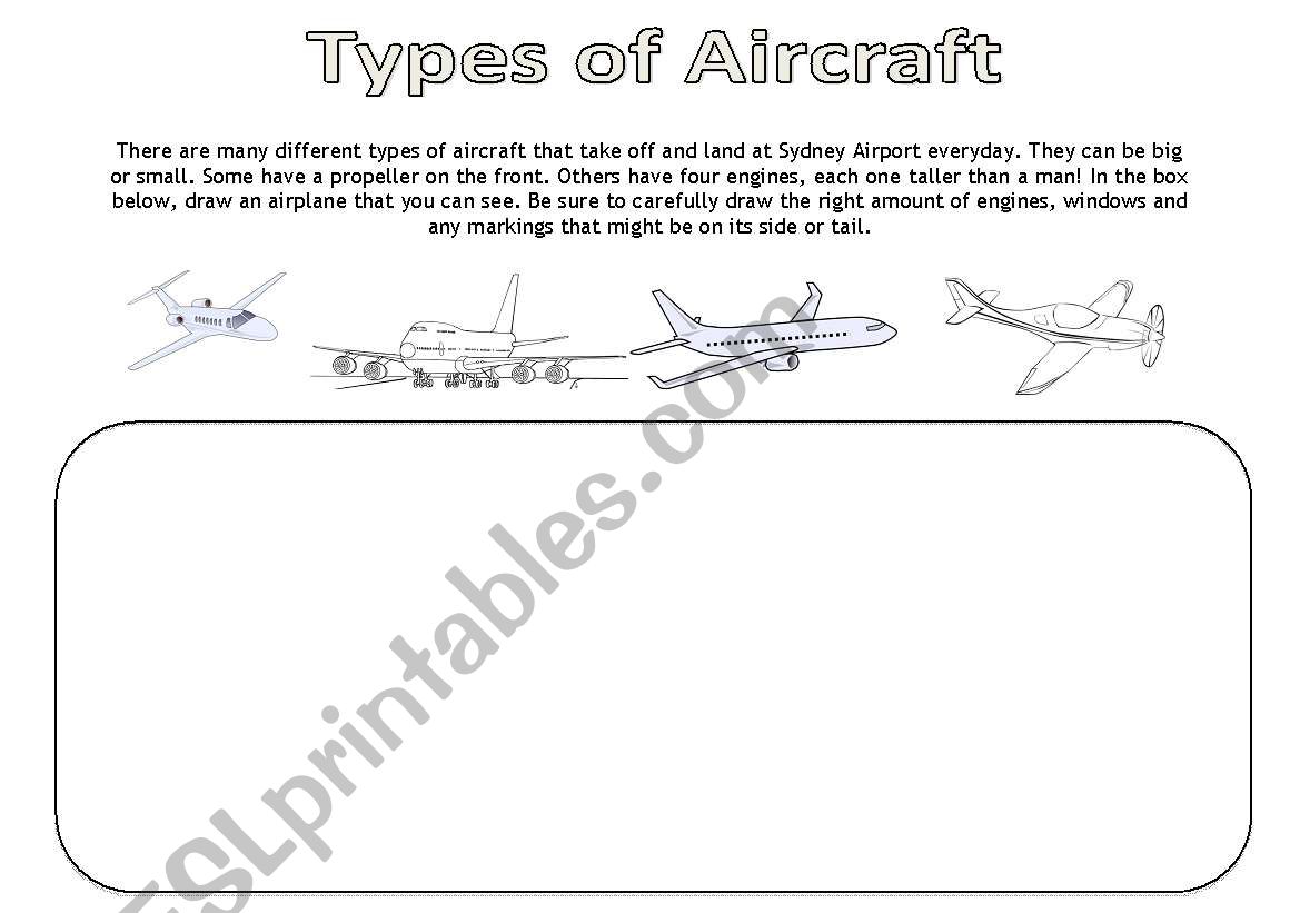 Types of Aircraft worksheet