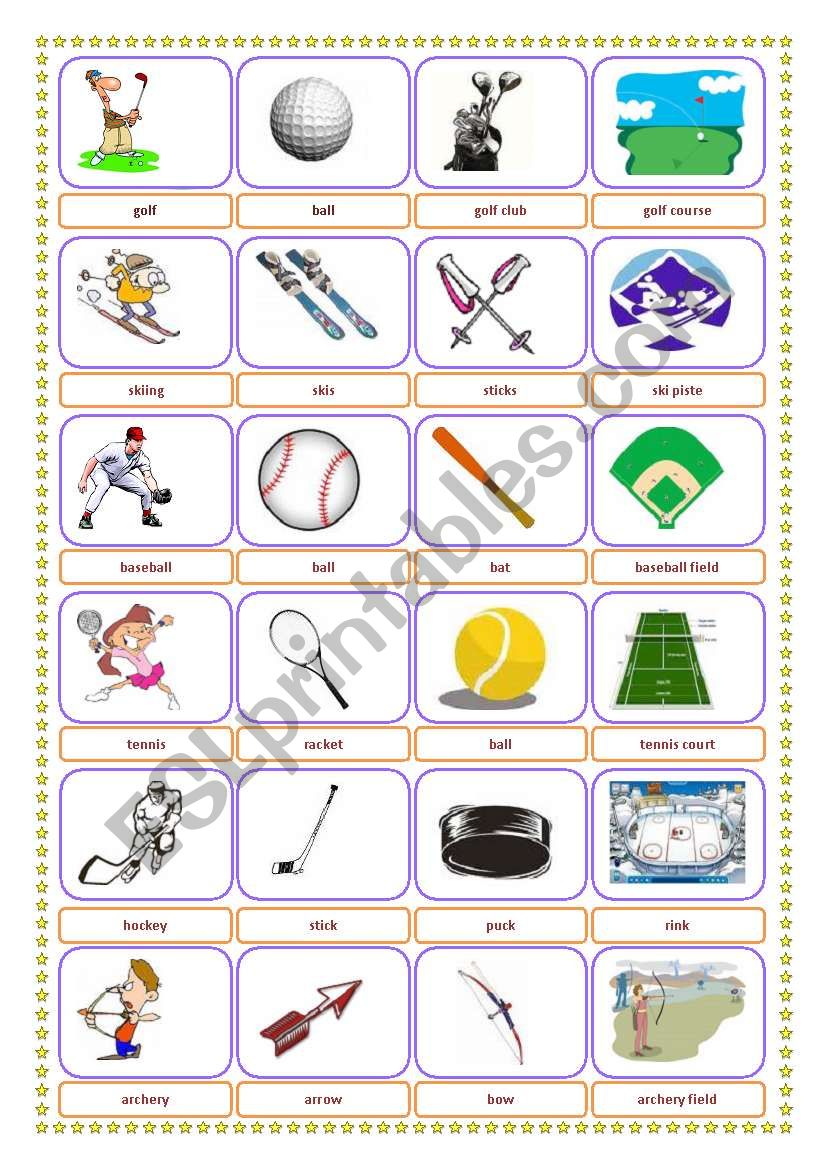 Sports-Equipment-Location Pictionary+memory exercise