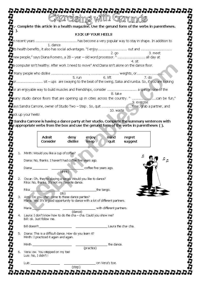 gerunds worksheet