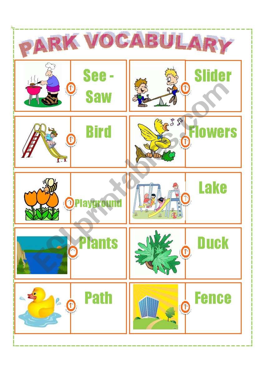 PARK  VOCABULARY worksheet