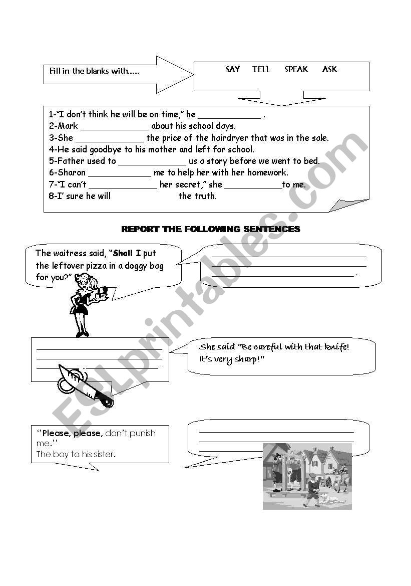 REPORTED SPEECH worksheet