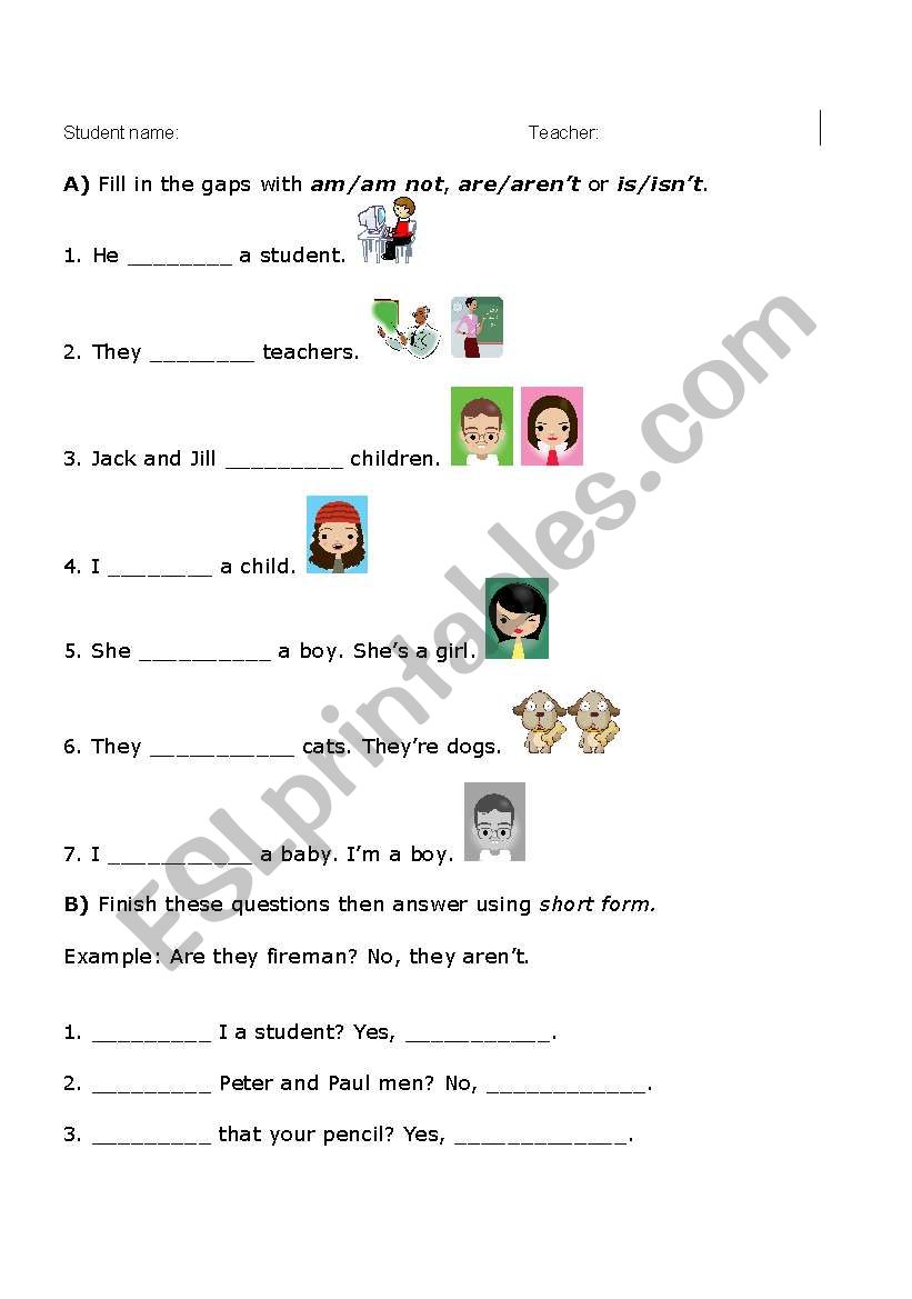 be verbs worksheet