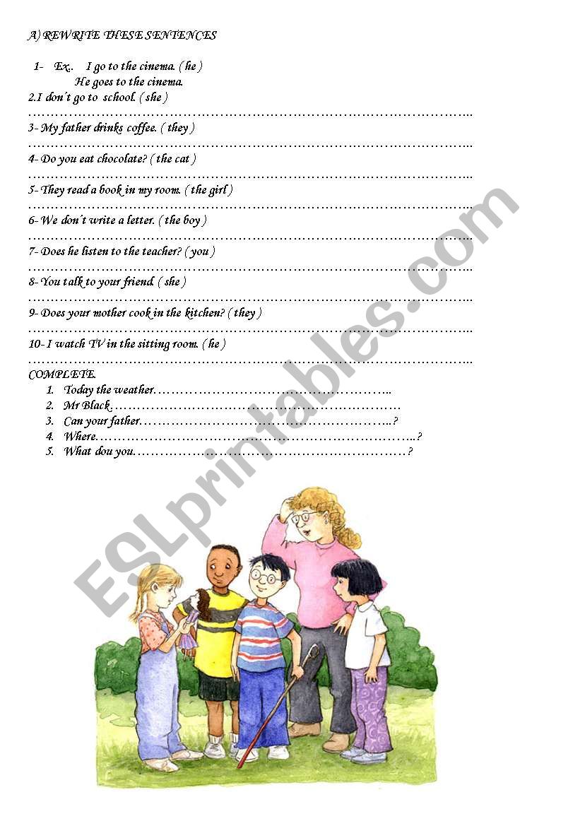 simple prese nt revision worksheet