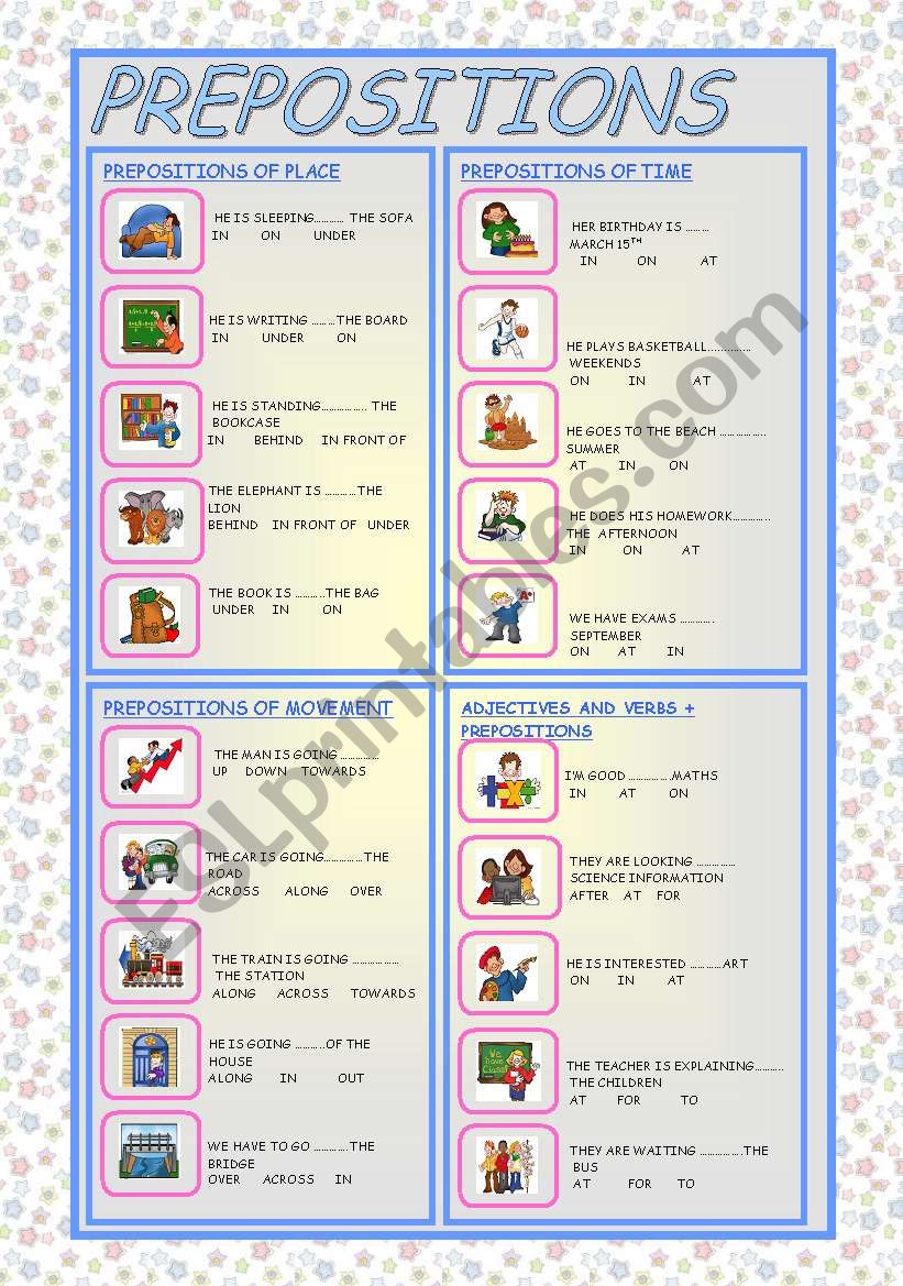 PREPOSITIONS worksheet