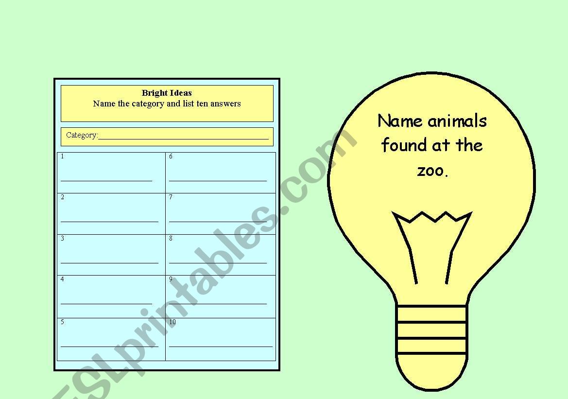 Bright Ideas worksheet