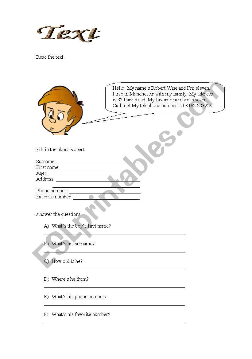 Text worksheet