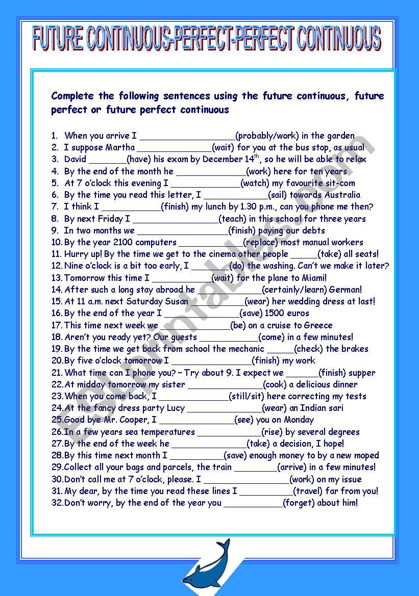 FUTURE TENSES MIXED worksheet