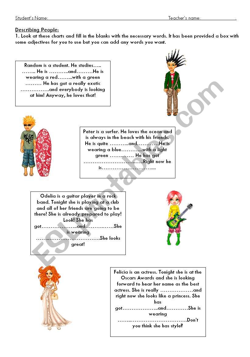 PeopleÂ´s description worksheet