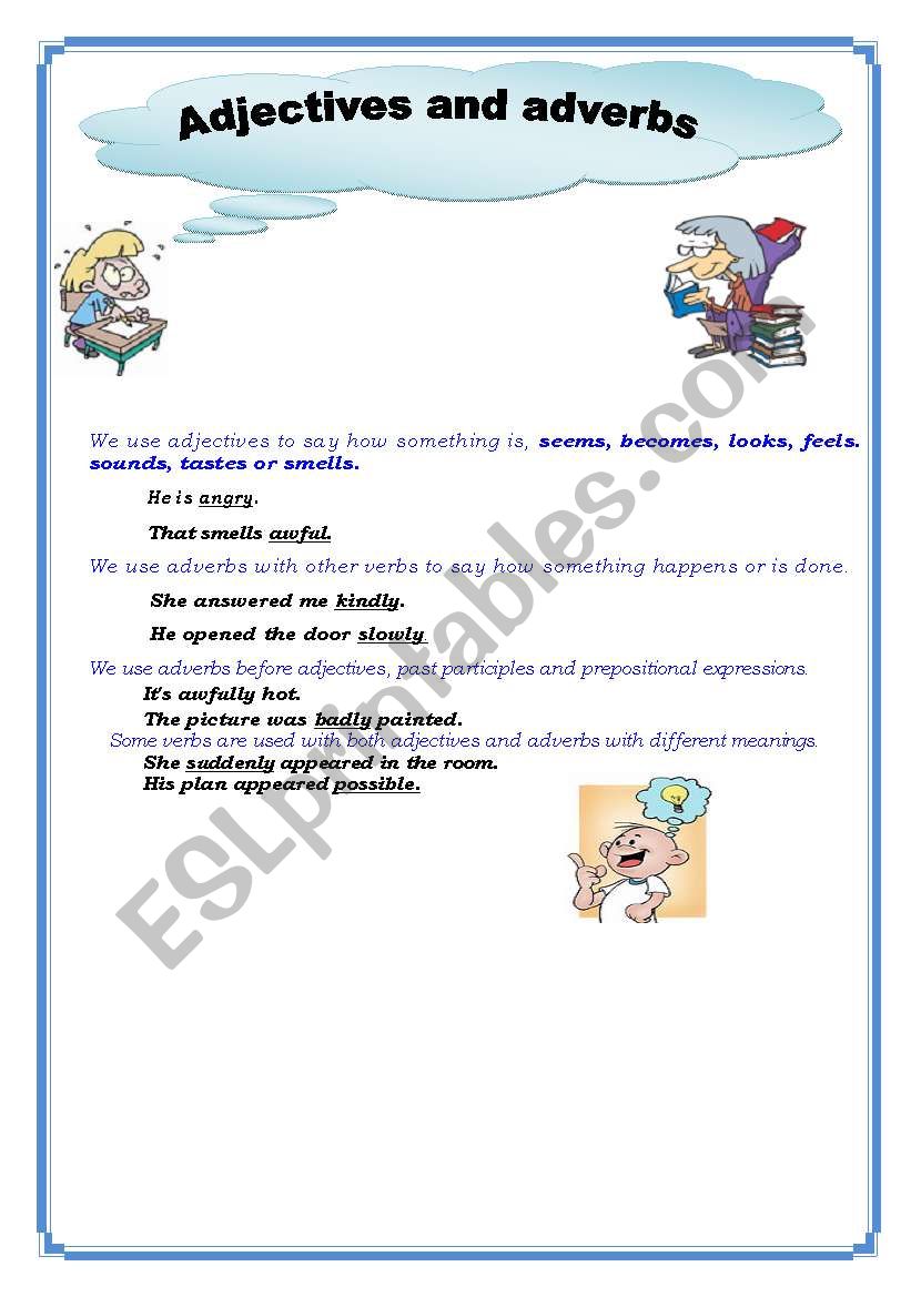 adjectives and adverbs worksheet