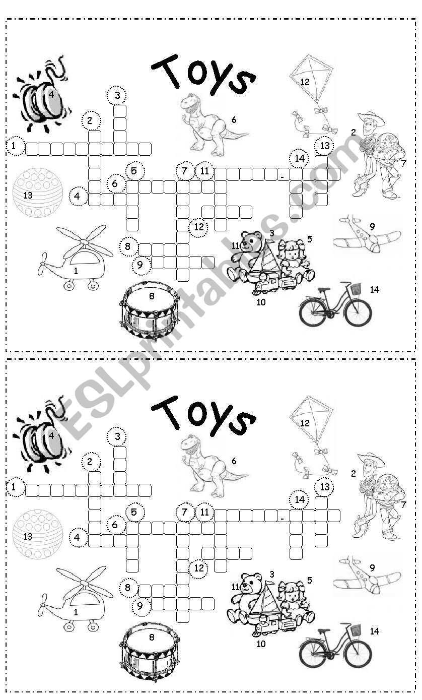 toys crossword worksheet