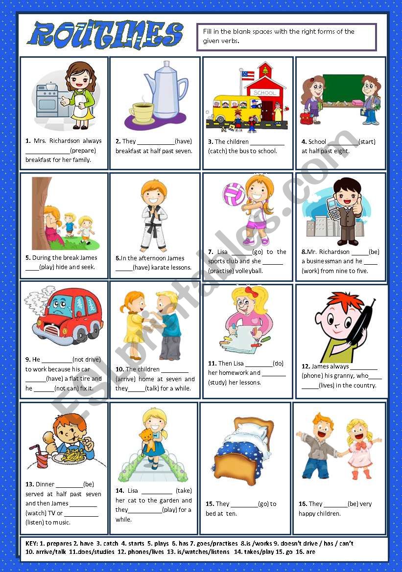 ROUTINES + KEY worksheet