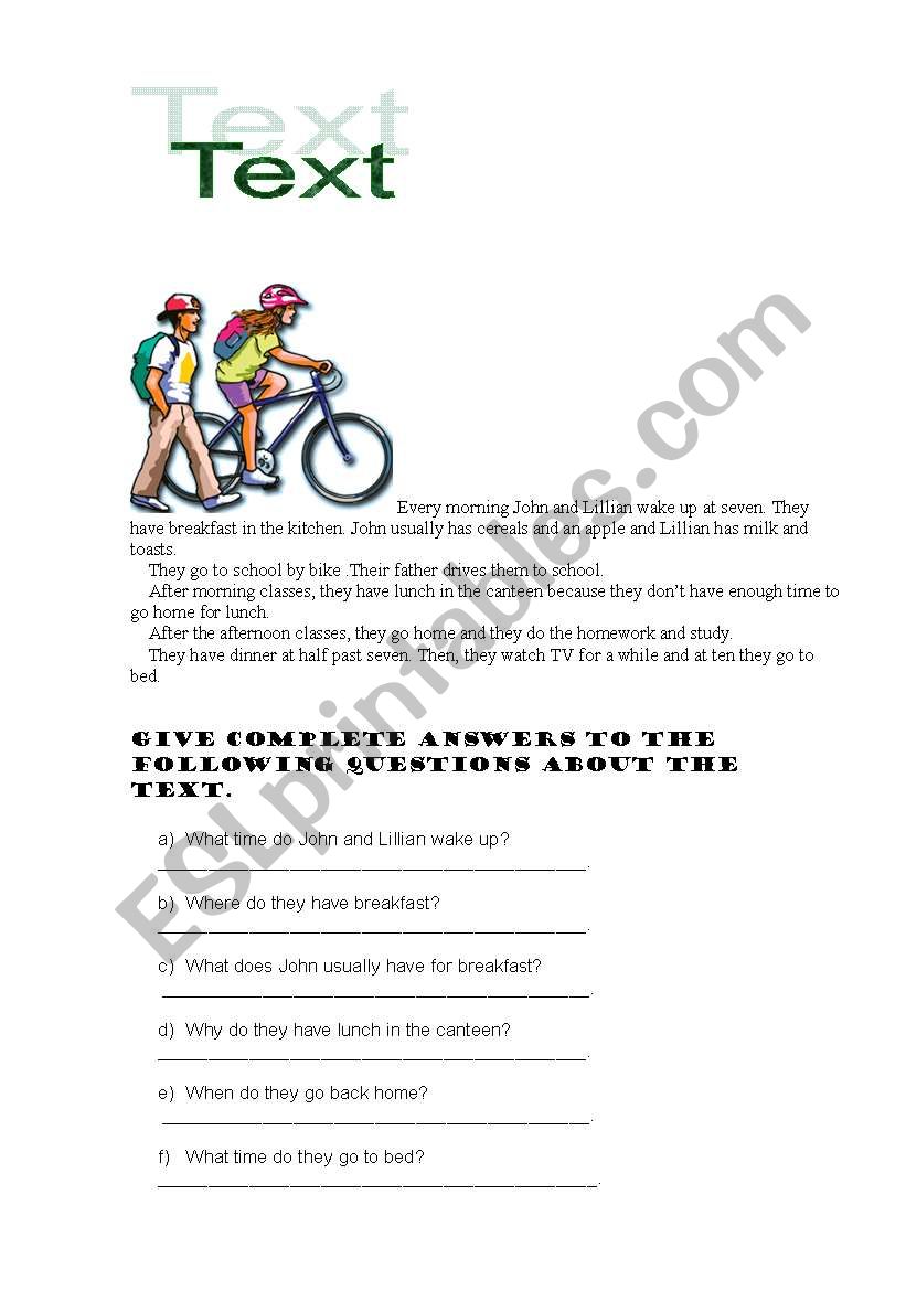 The text worksheet
