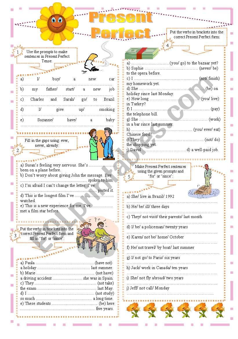 Present Perfect exercises worksheet