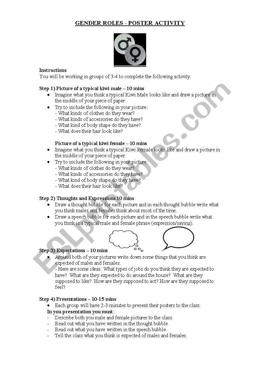 Gender Roles Poster worksheet