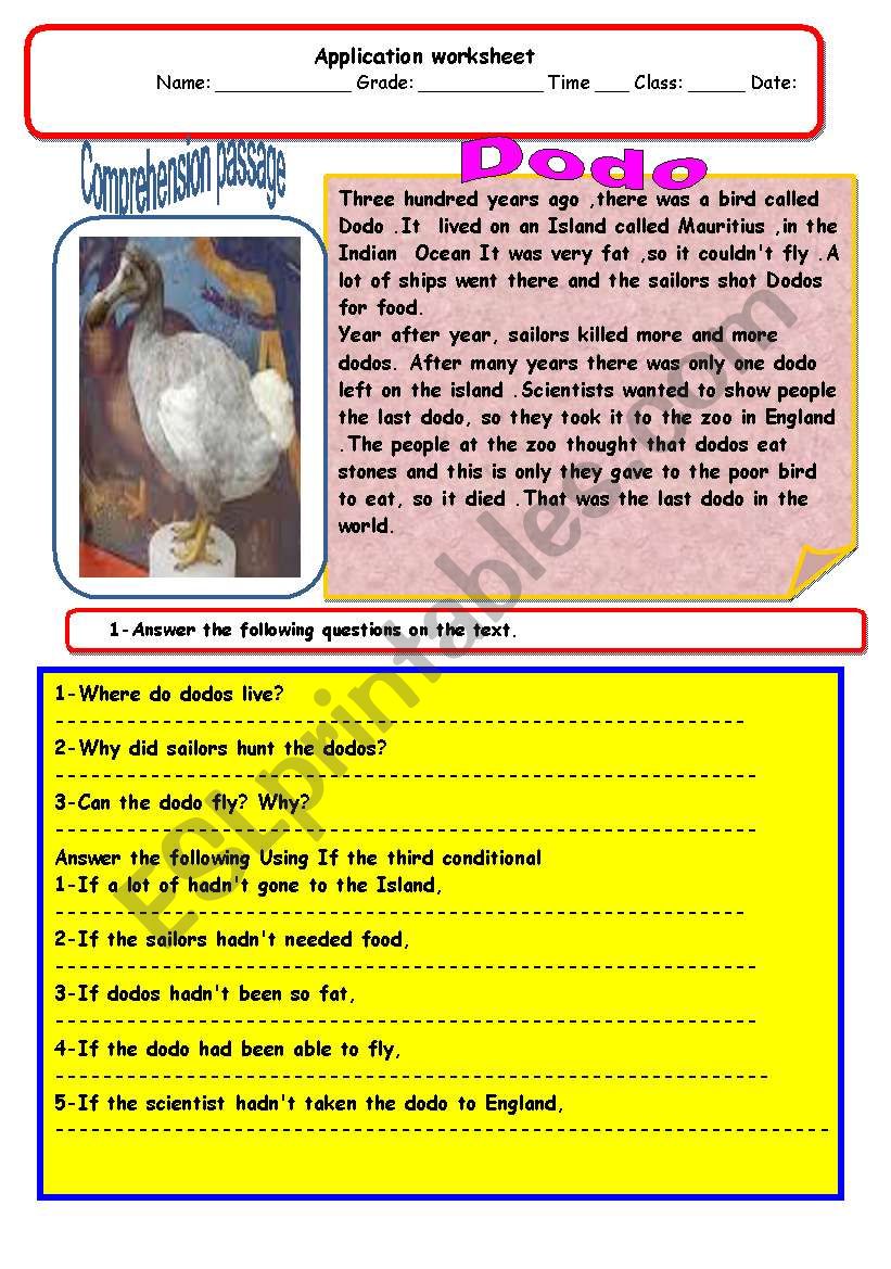 dodo worksheet