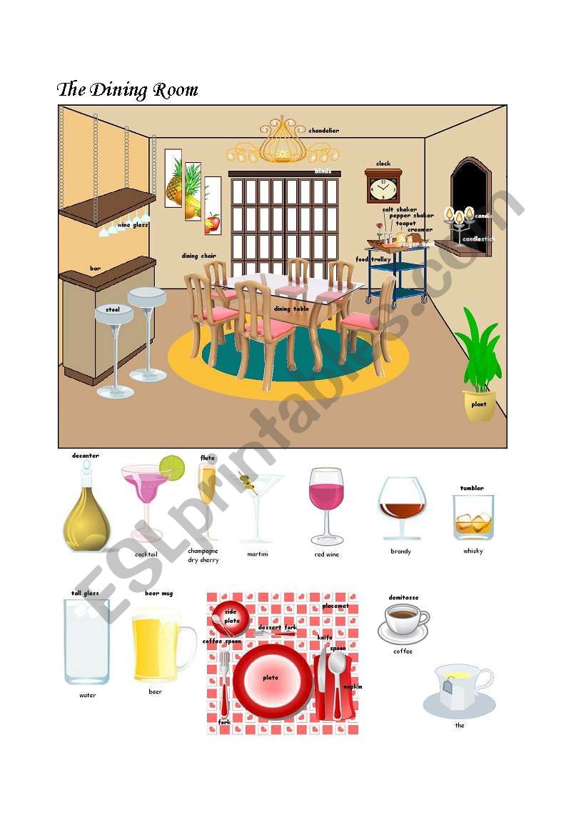 Pictionary The Dining Room worksheet