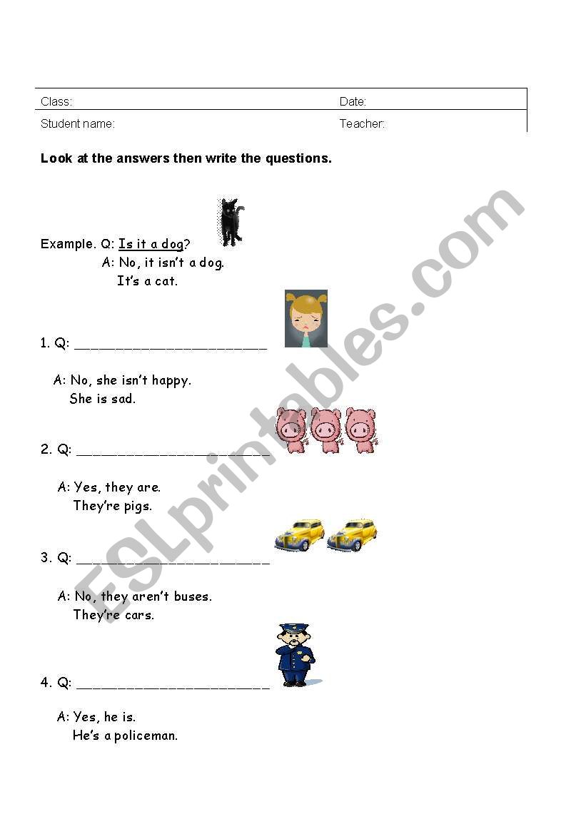 Questions with short answers worksheet