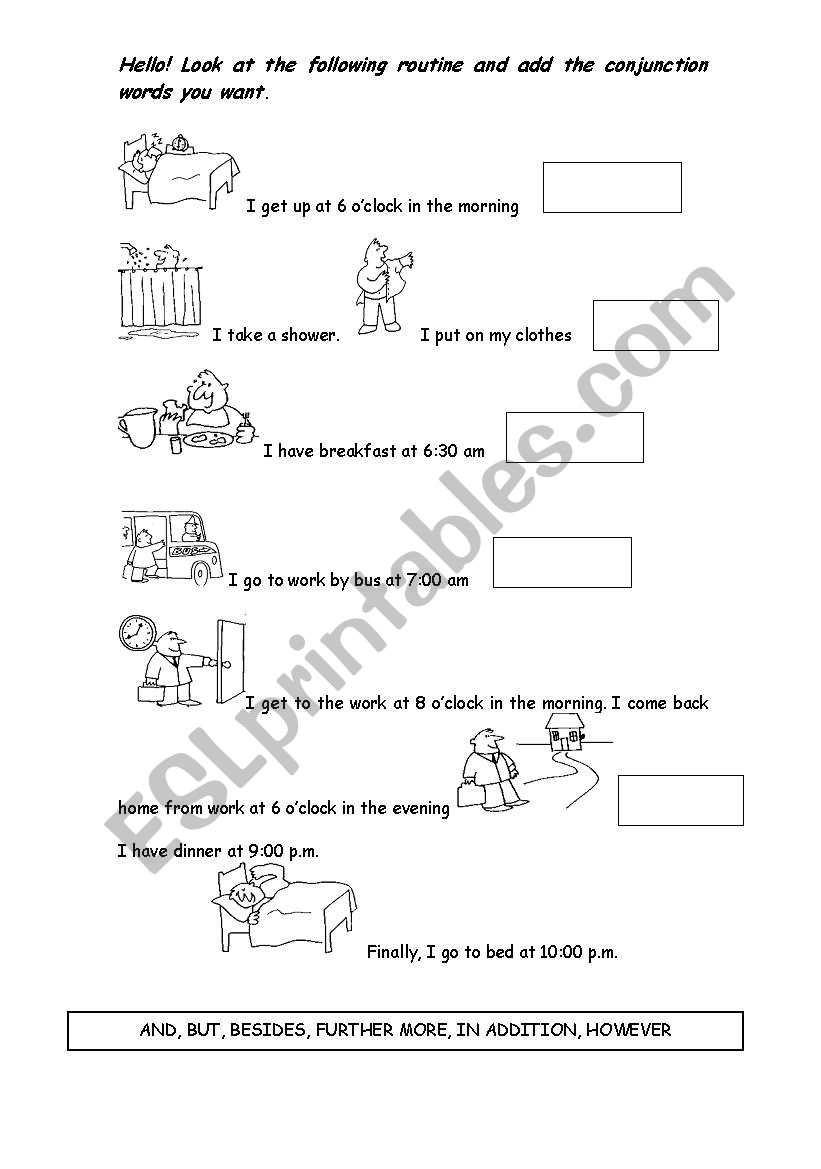 CONJUCTION WORDS DAILY ROUTINE