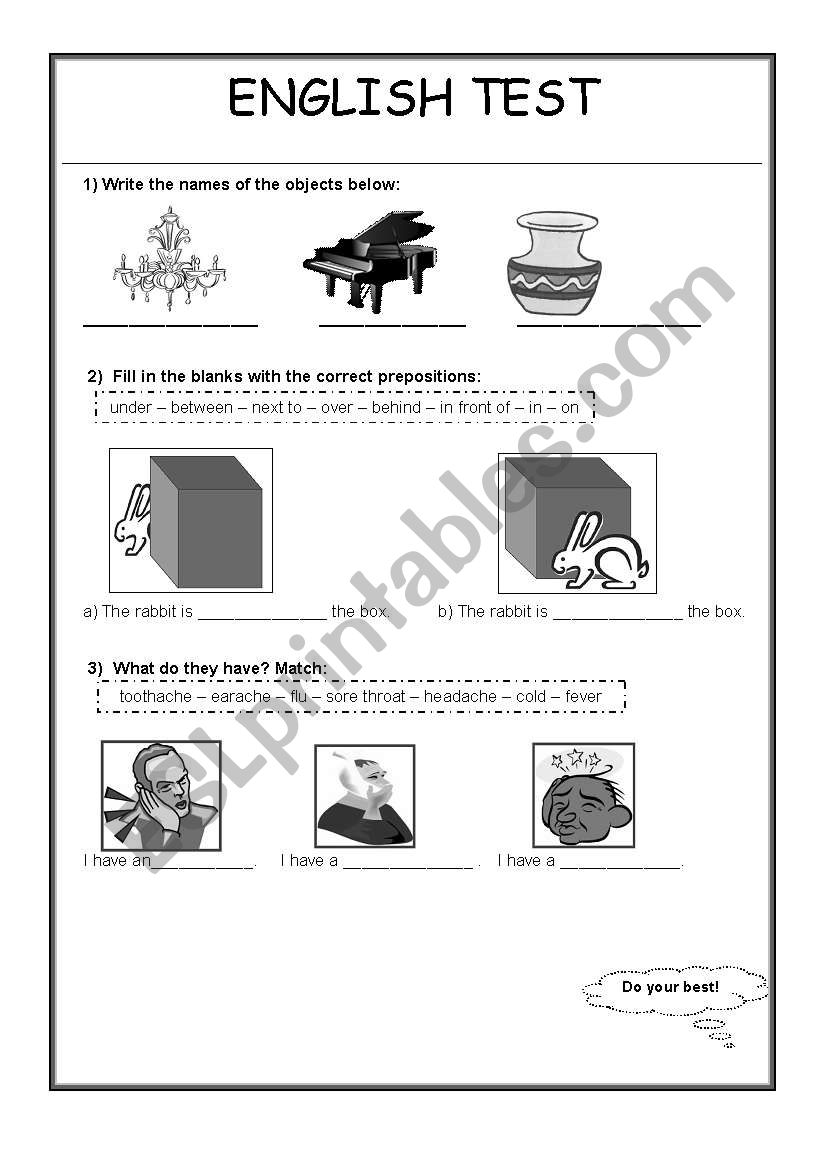 English Test worksheet