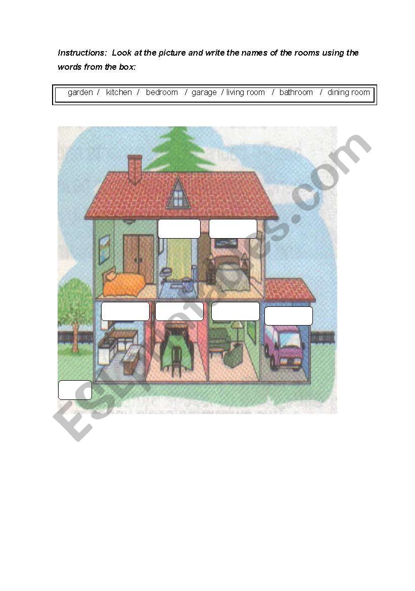 Parts of the house worksheet