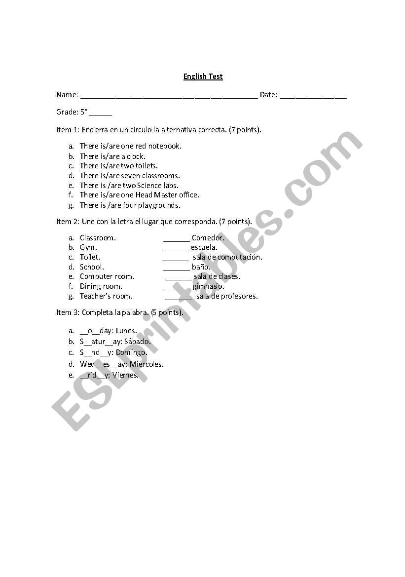 Test worksheet