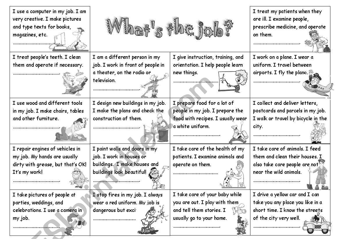 Occupation  worksheet