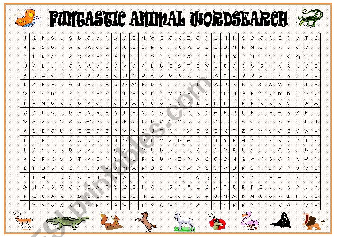 FUNTASTIC ANIMAL WORDSEARCH worksheet