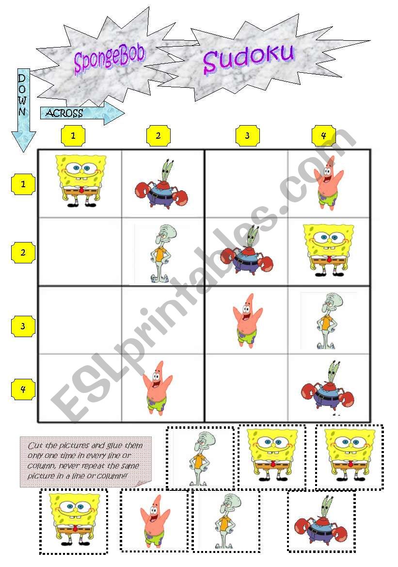 sudoku and body parts worksheet