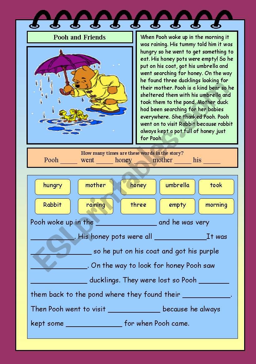 Pooh and Friends worksheet