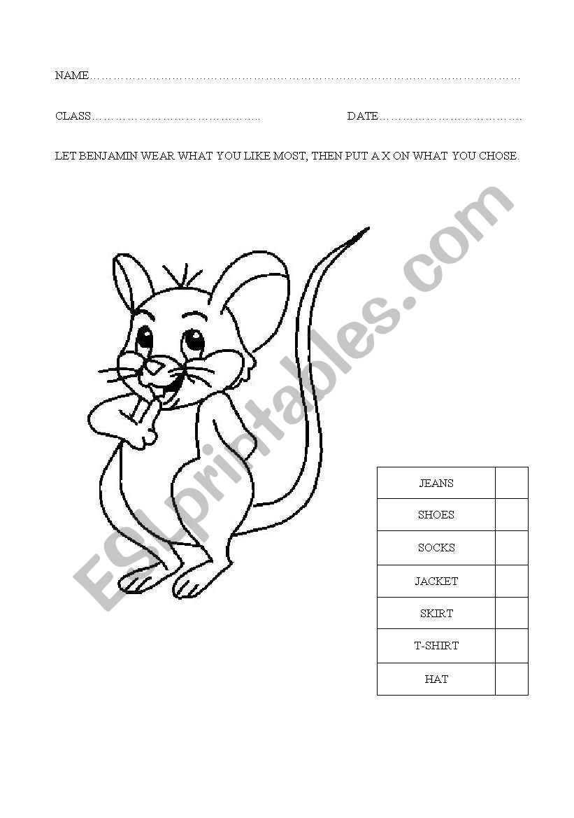 CLOTHING worksheet