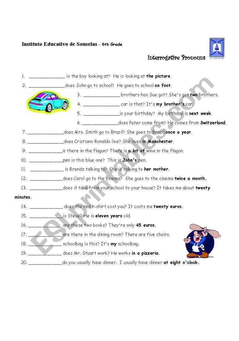 Pronomes Interrogativos Em Ingles Exercicios EDUCA