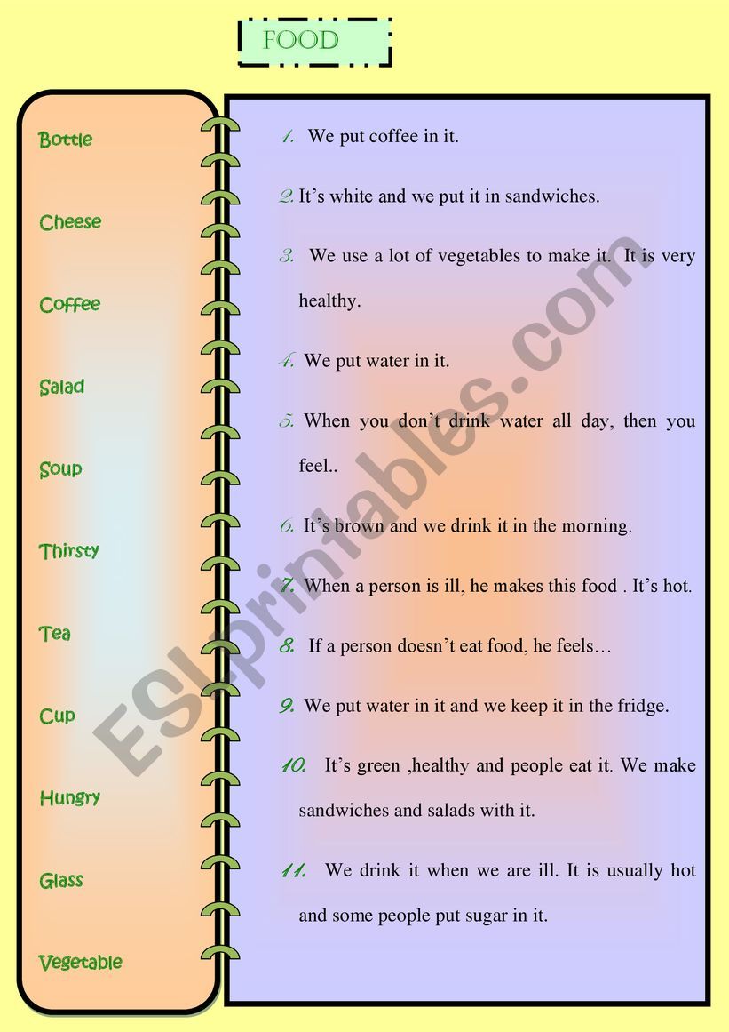 DESCRIBING FOOD !! worksheet