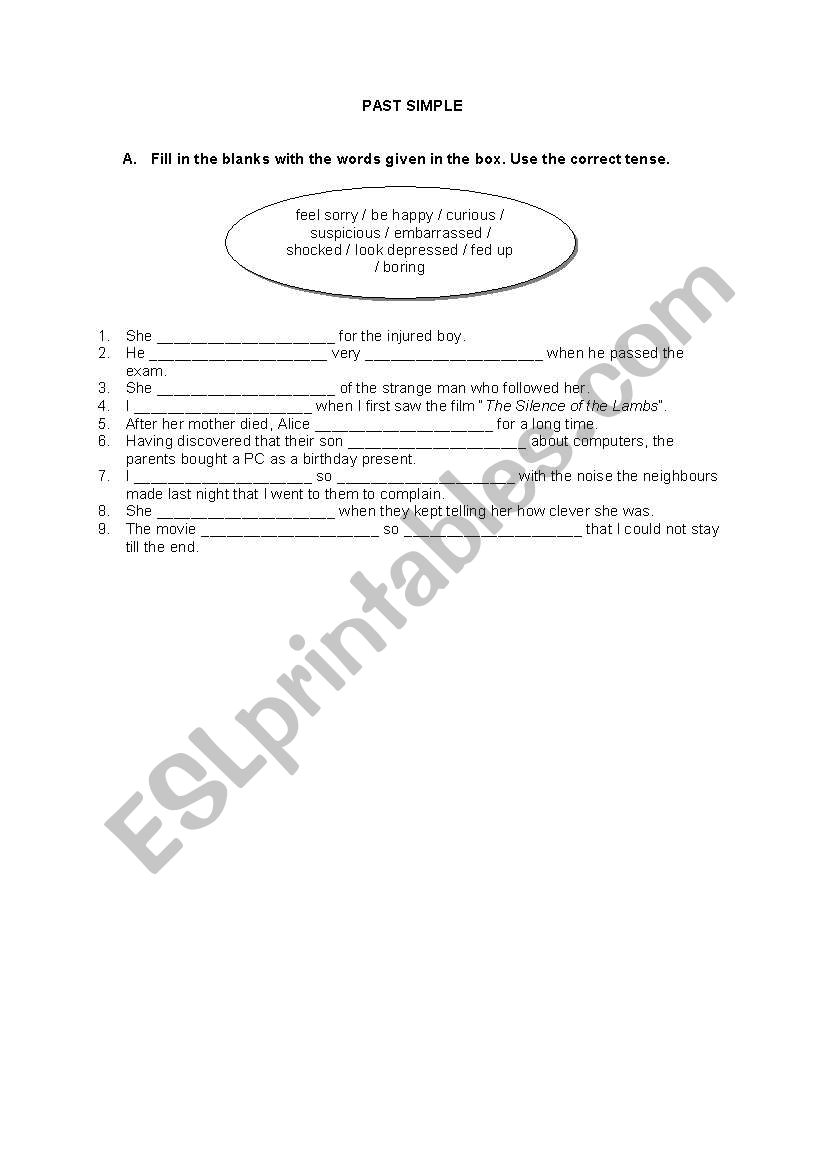 Past simple worksheet