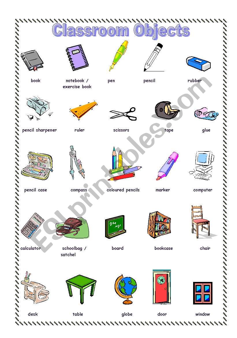 Classroom Objects worksheet