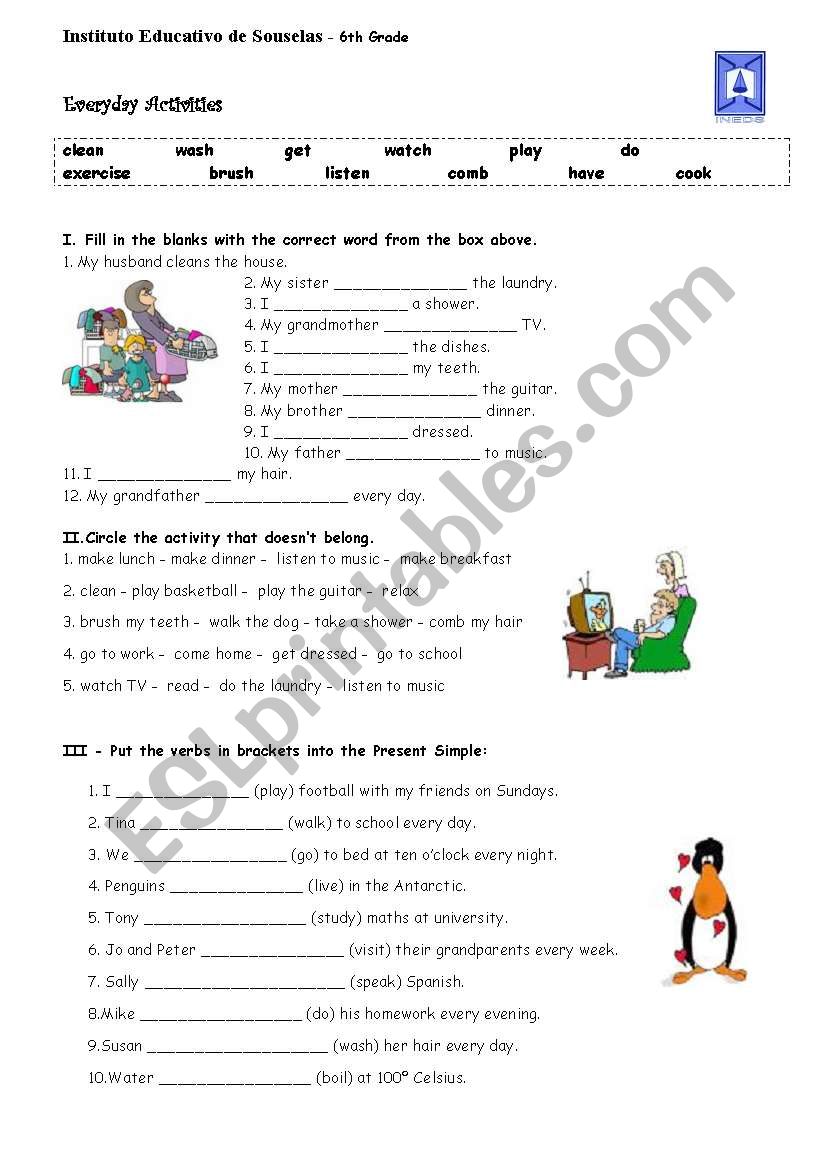 Daili Routine worksheet