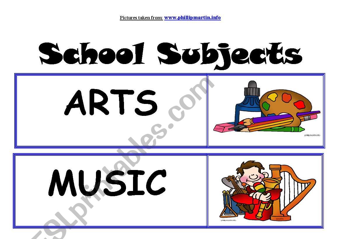 SCHOOL SUBJECTS (4 pages) worksheet