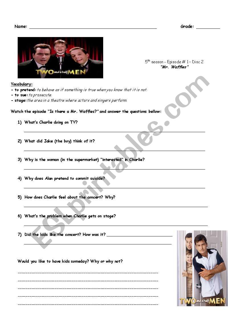 Two and a Half Men worksheet