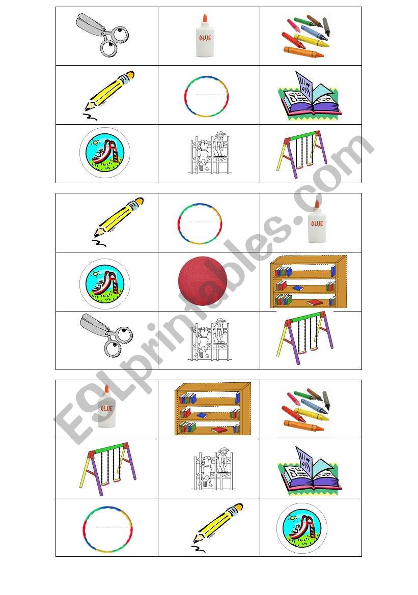 Bingo At School worksheet