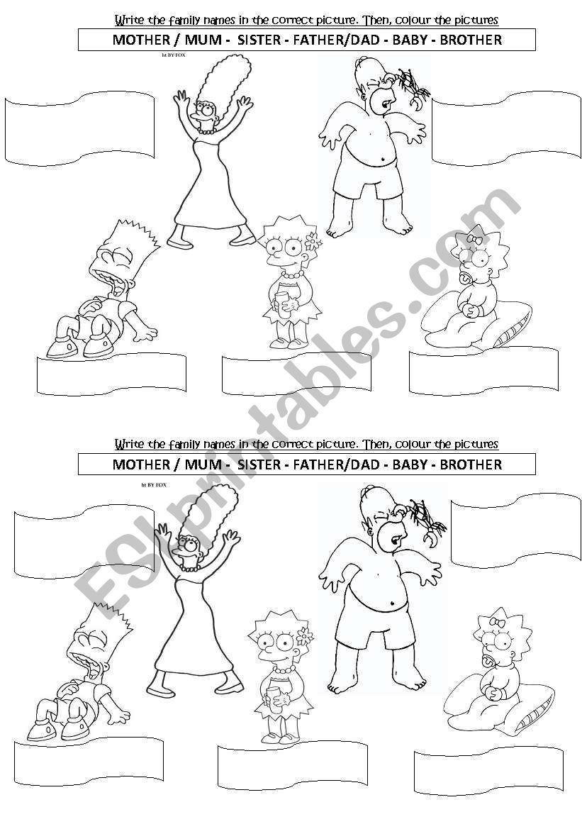 FAMILY MEMBERS worksheet