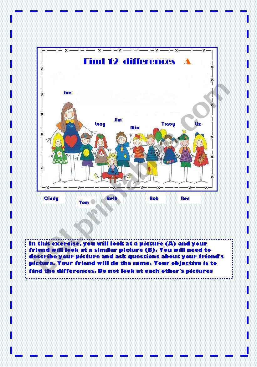 FIND 12  DIFFERENCES worksheet