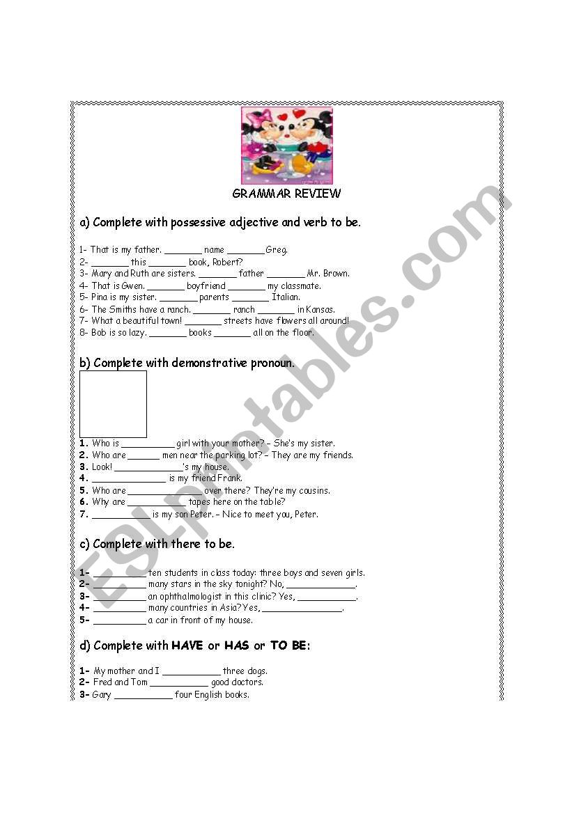 Grammar Review worksheet