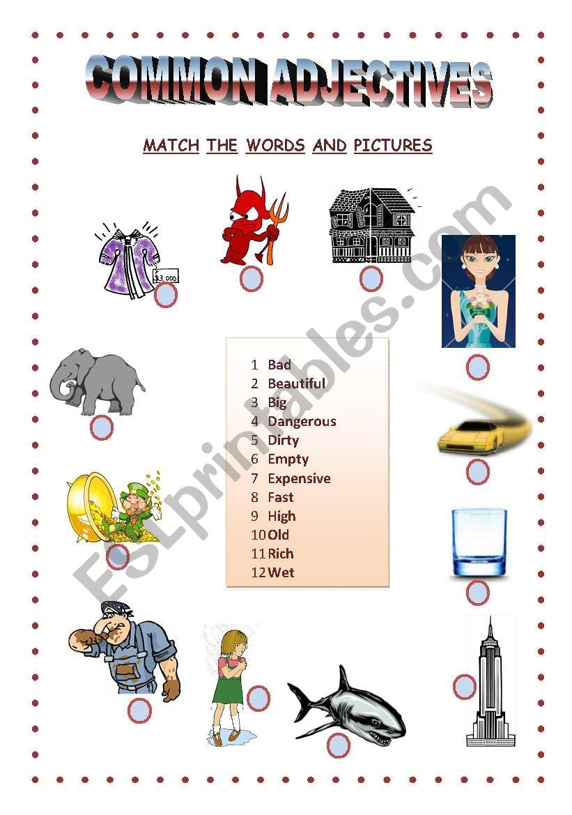 Common Adjectives worksheet
