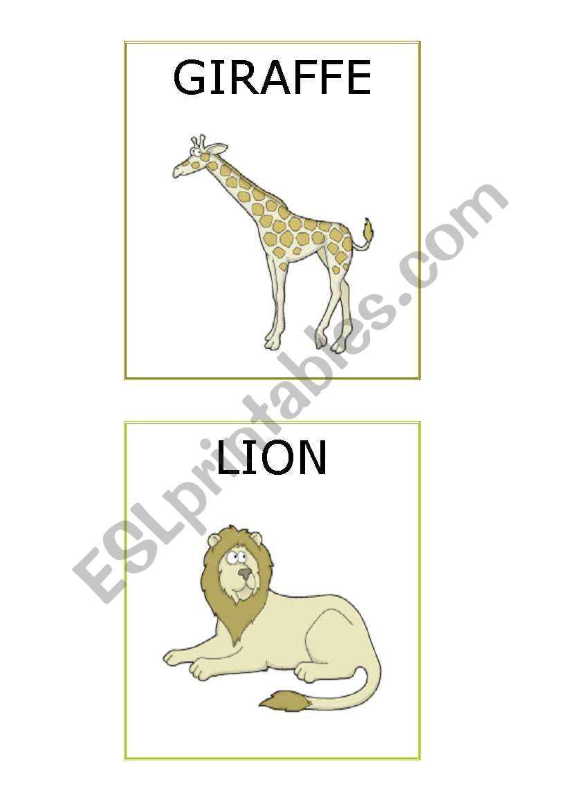 ZOO ANIMALS FLASHCARDS worksheet