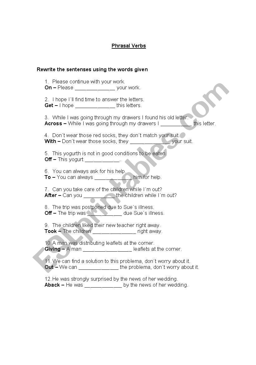 Phrasal Verbs worksheet