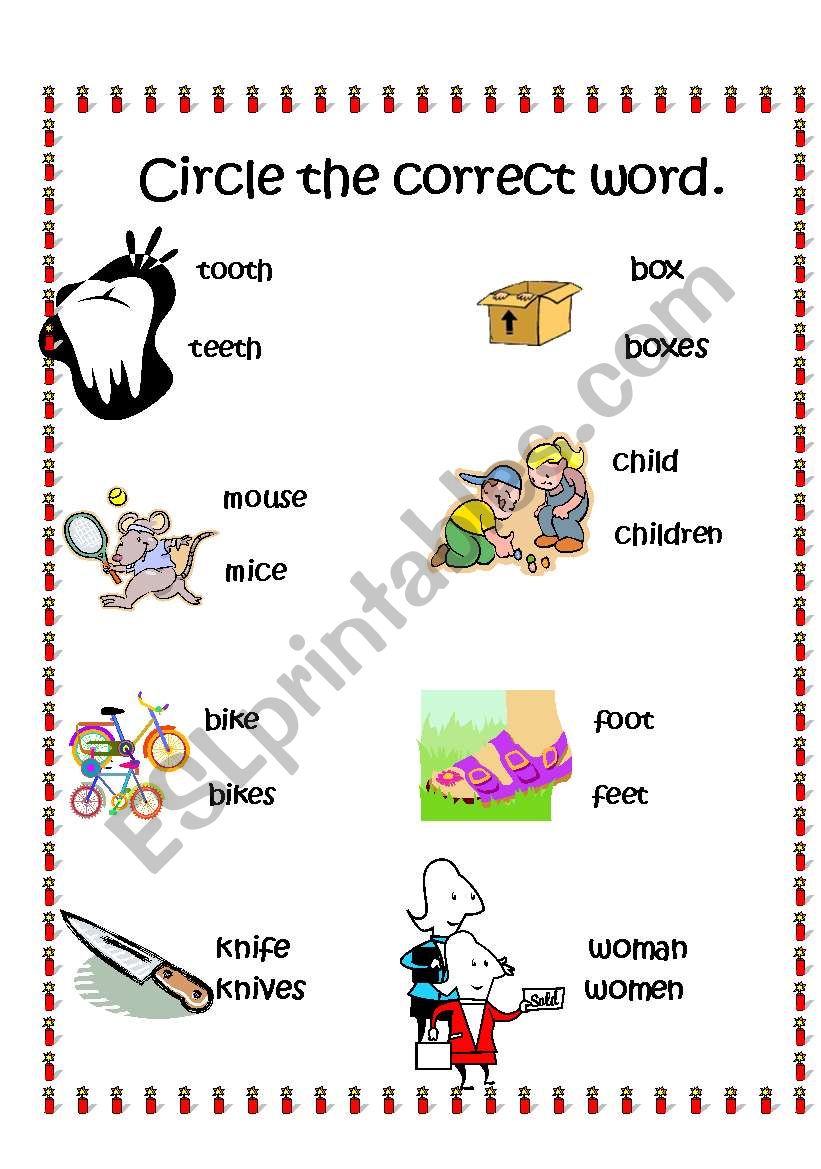 IRREGULAR PLURALS worksheet