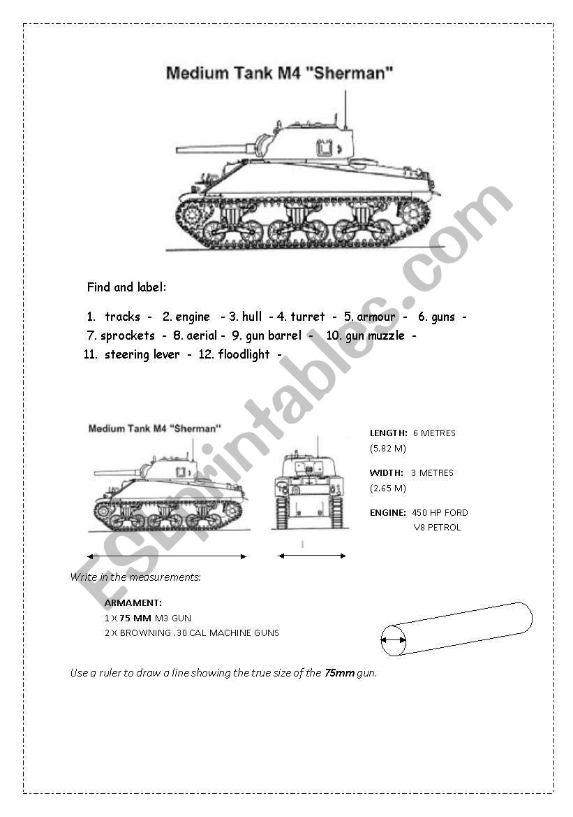 Vocabulary builder: Tank worksheet