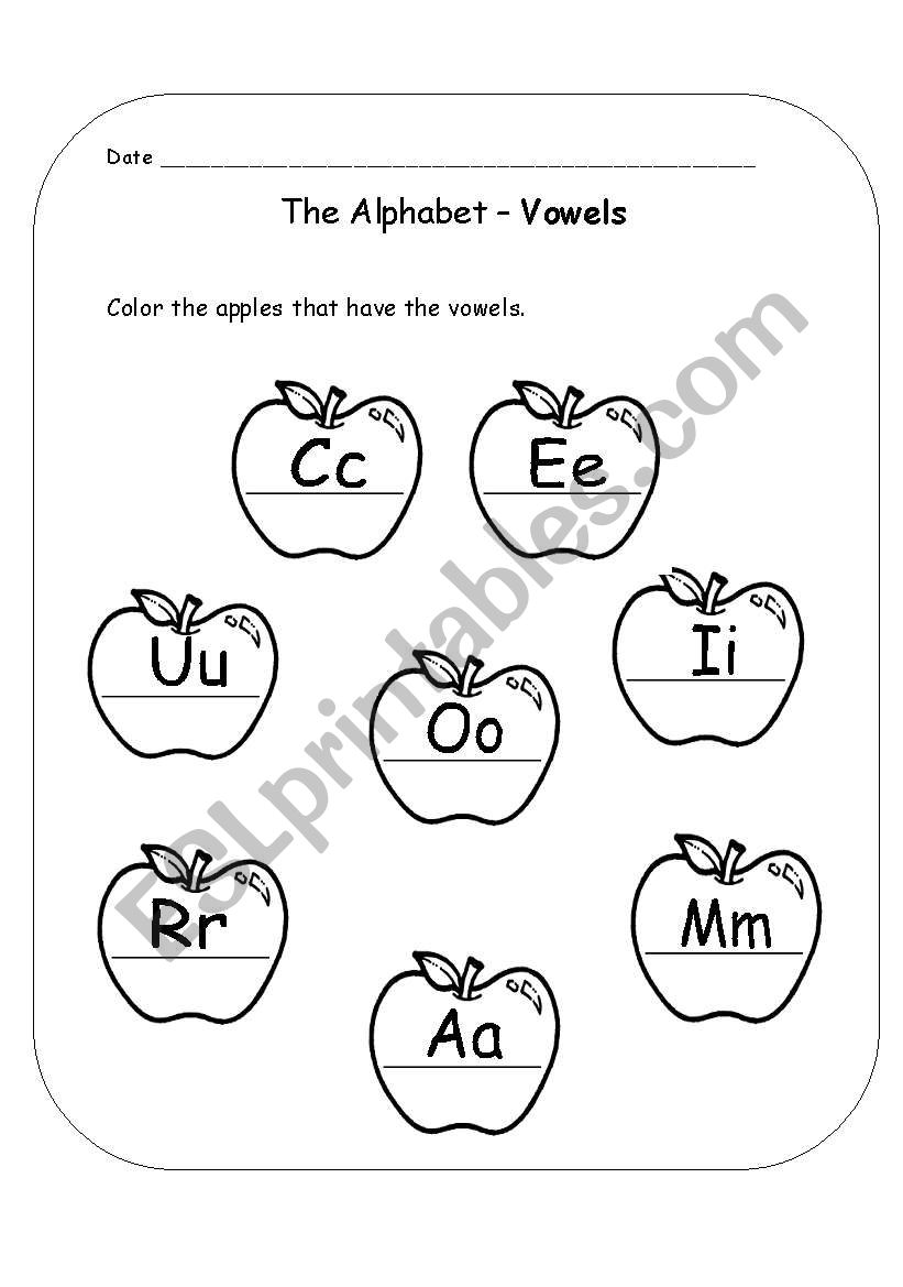 vowel apples worksheet